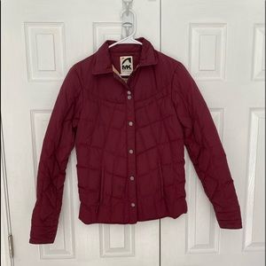 Mountain Khaki’s - downtown snap down puffy jacket, burgundy, women’s size small